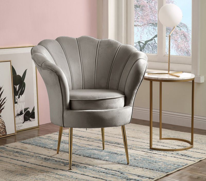 Hermosa Grey Velvet Accent Chair