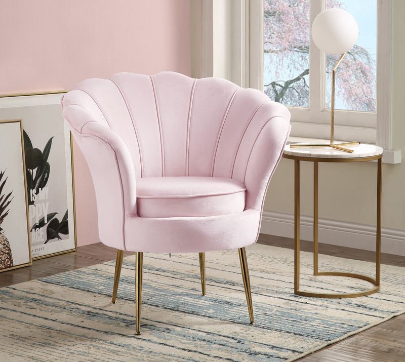 Hermosa Light Pink Velvet Accent Chair