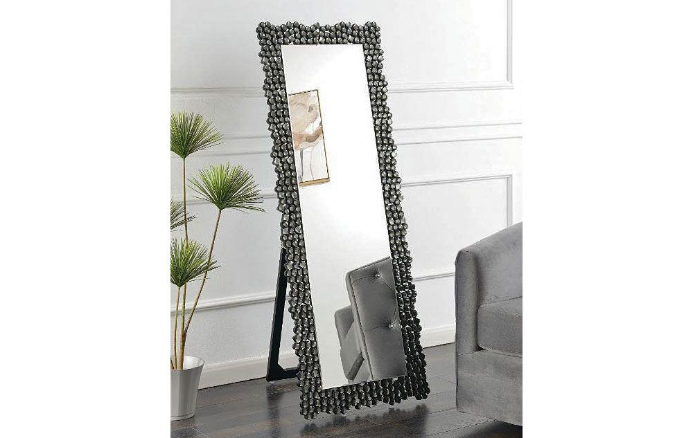 Heston Smocked Grey Floor Mirror