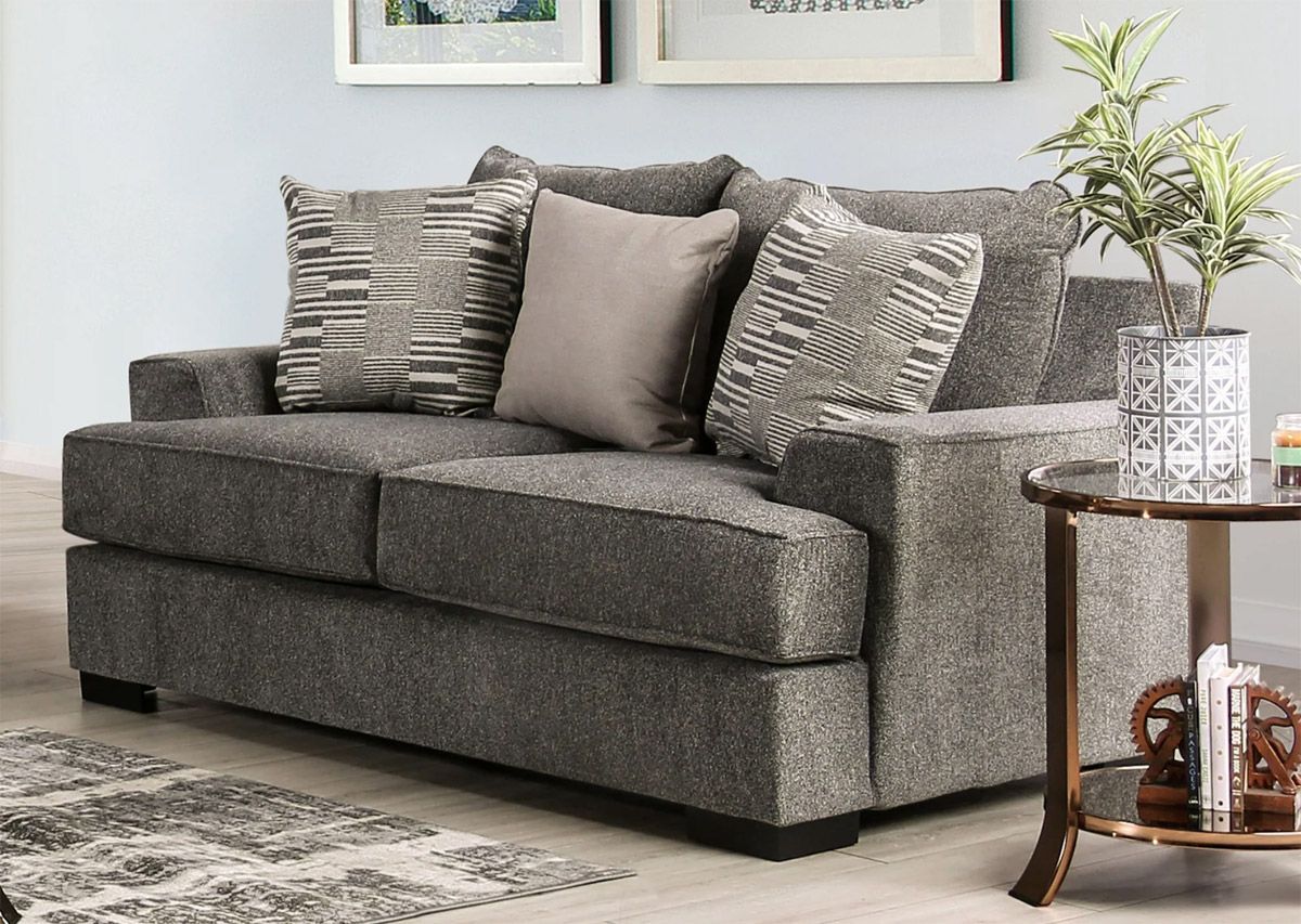 Hettie Grey Chenille Oversized Love Seat