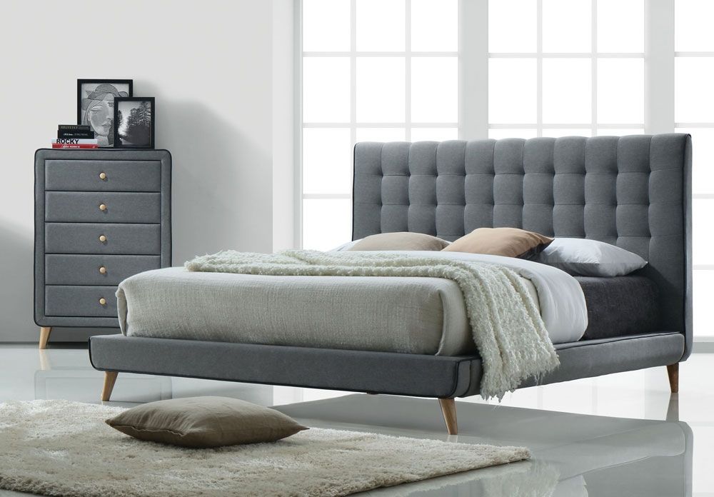 Hetty Grey Fabric Platform Bed