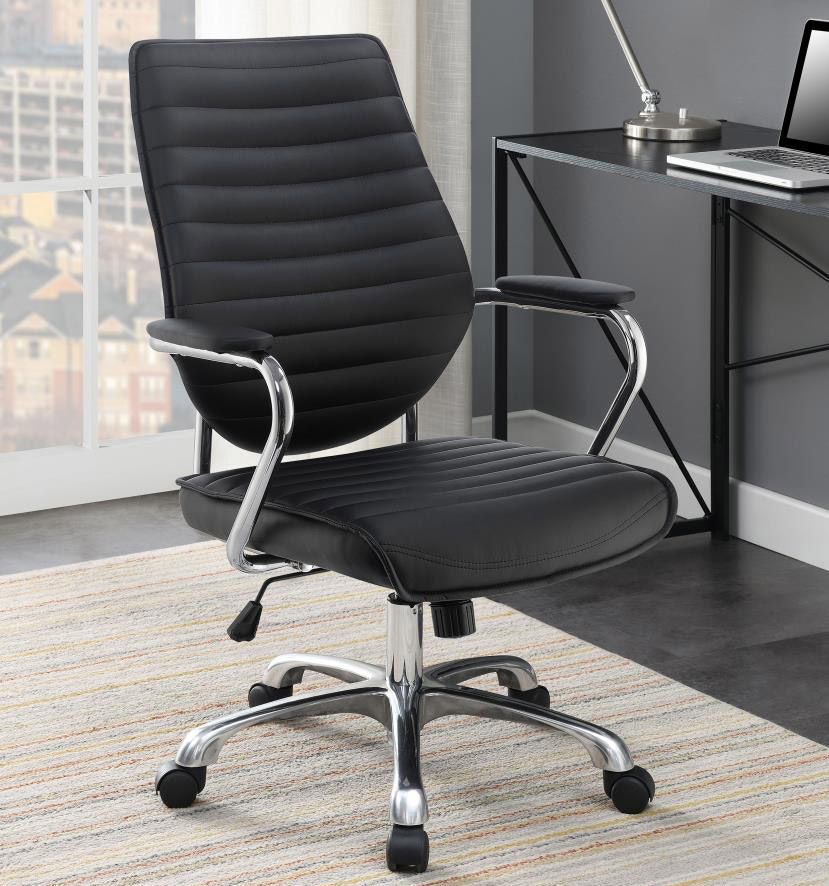 Hilda Black Leather Office Chair