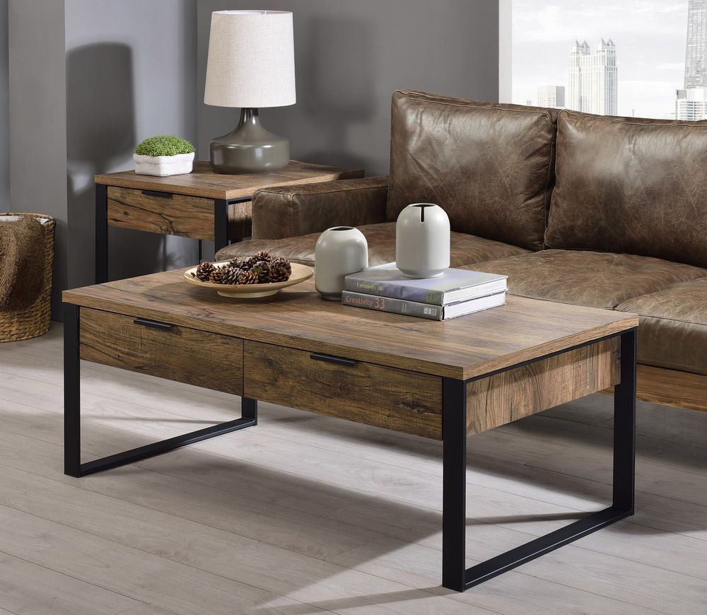 Hiram Rustic Finish Coffee Table With Drawers