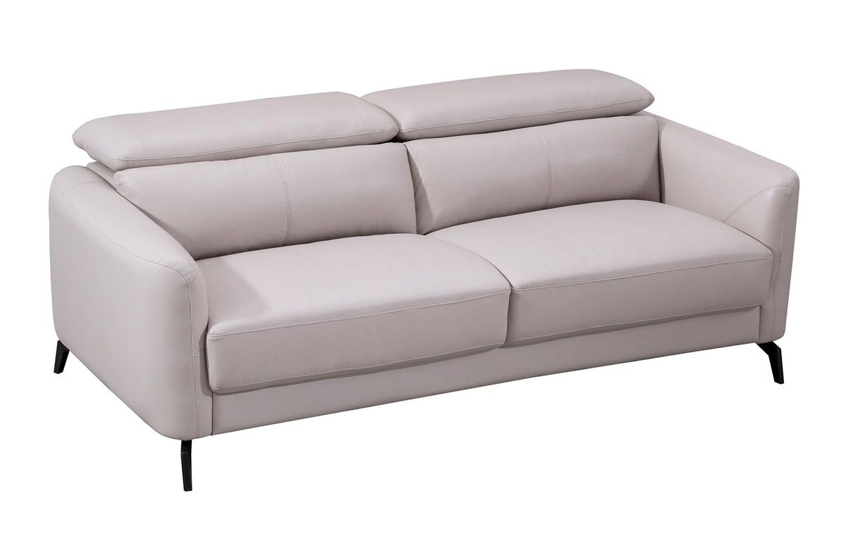 Holborn Light Grey Top Grain Leather Loveseat