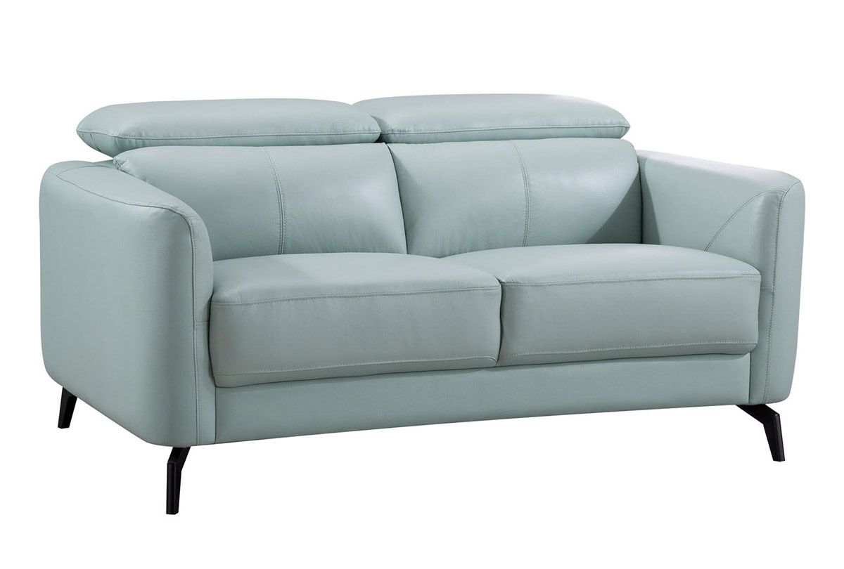 Holborn Teal Leather Love Seat