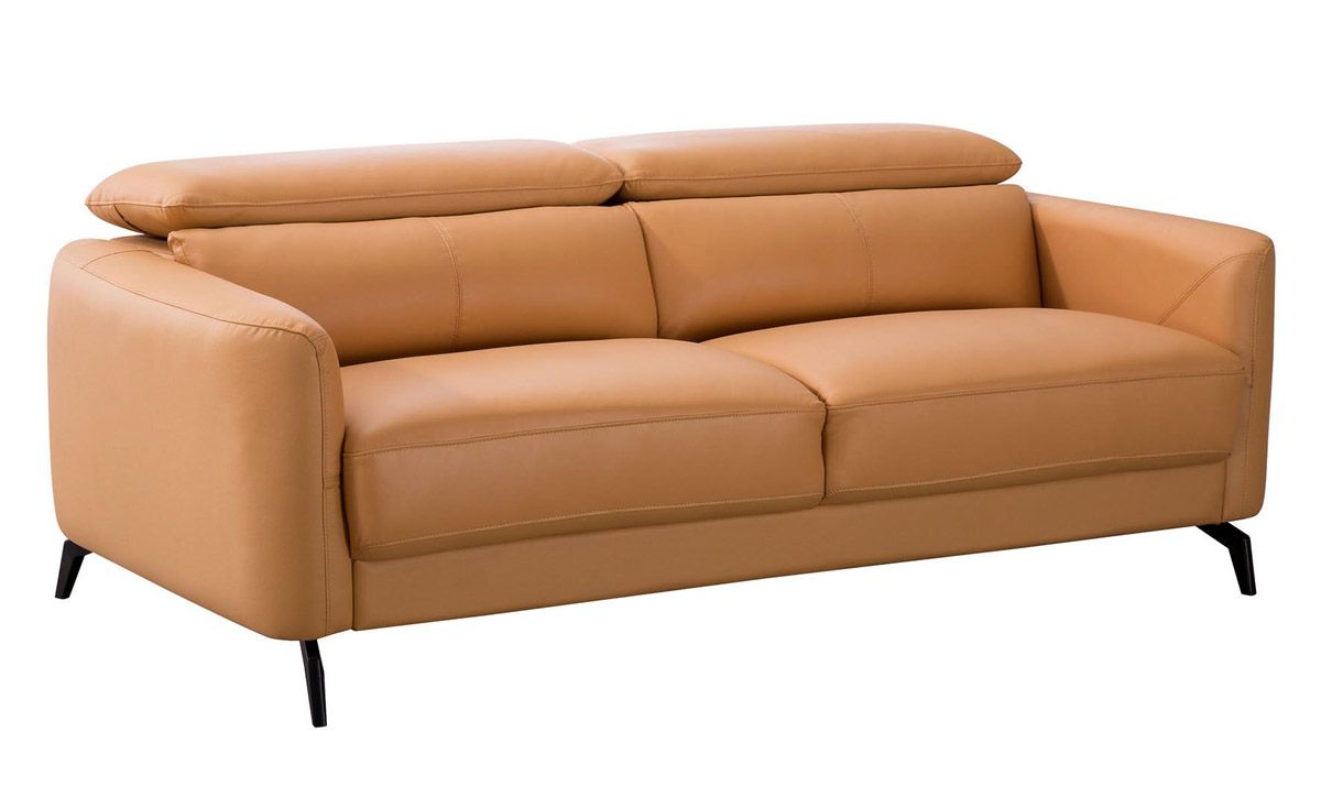 Holborn Yellow Leather Modern Sofa