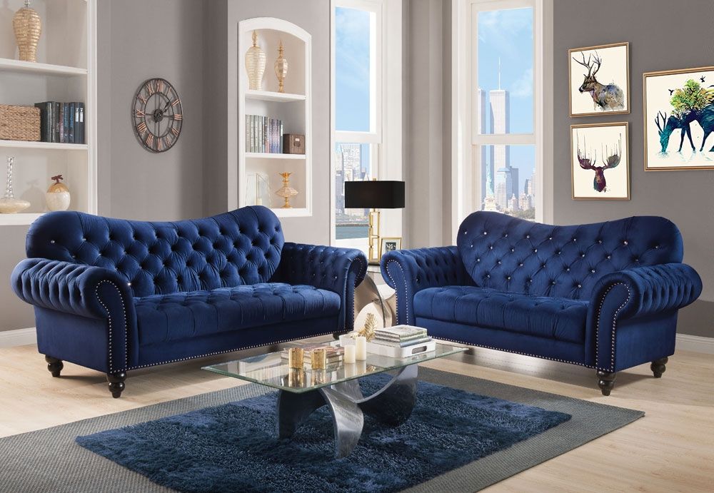 Holder Navy Blue Chesterfield Sofa,Holder Navy Blue Crystal Tufted Sofa,Holder Navy Blue Sofa Fabric
