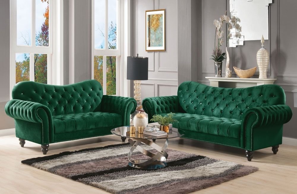 Holder Chesterfield Sofa Green Velvet