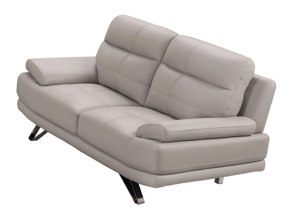 Holiday Light Grey Genuine Leather Loveseat