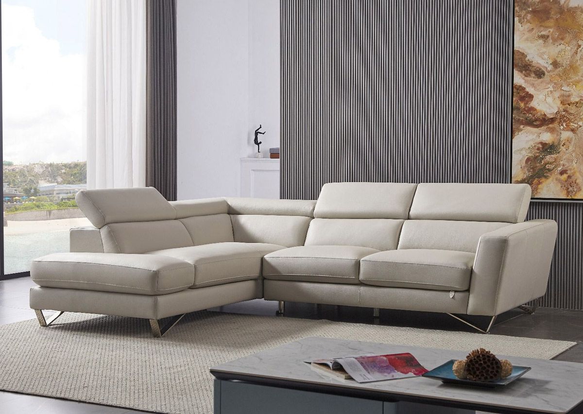 Hollywood Light Grey Leather Sectional