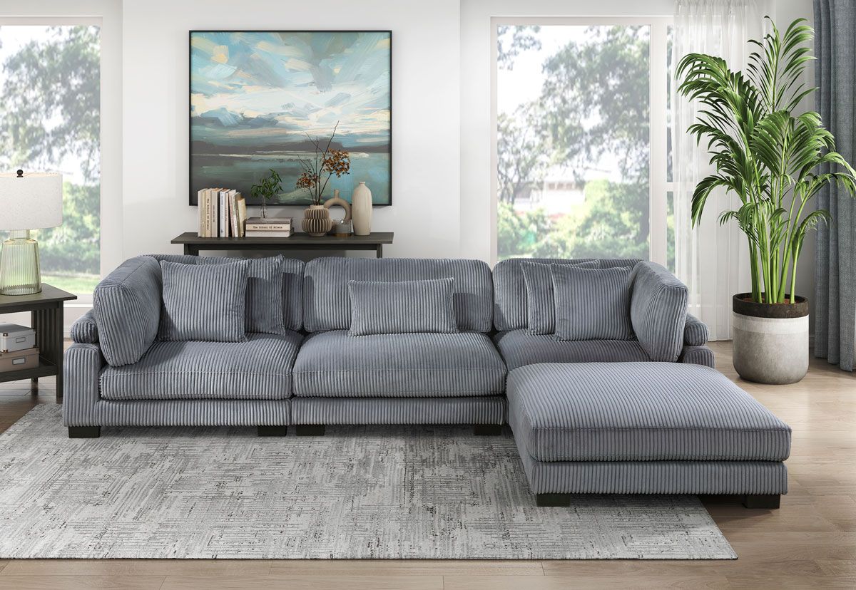 Holt Modular Sectional Grey Corduroy