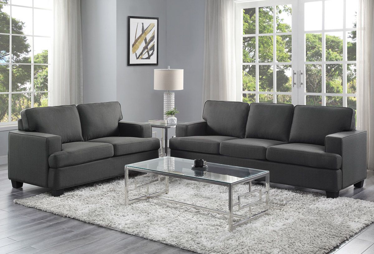 Houston Charcoal Linen Casual Sofa Set