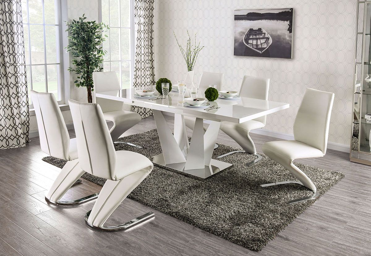 Huntsville White Lacquer Expendable Dining Table