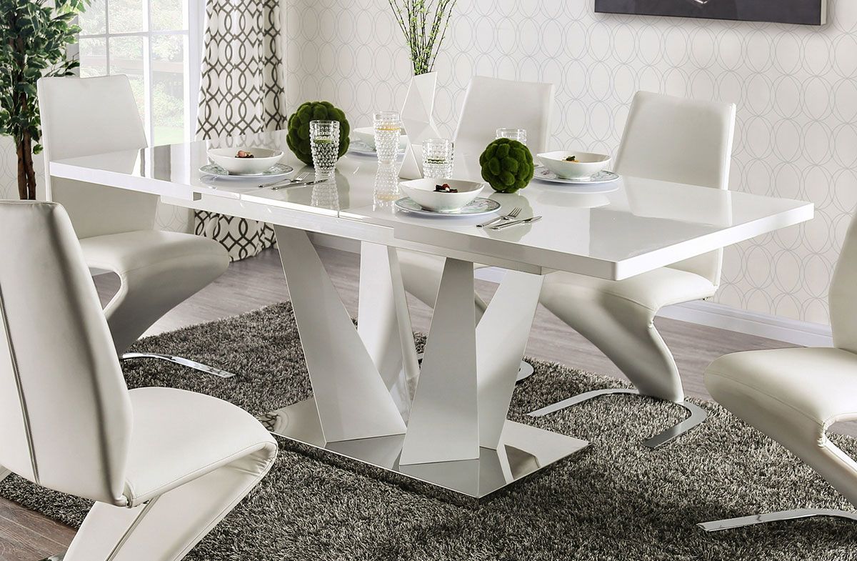 Huntsville White Lacquer Dining Table