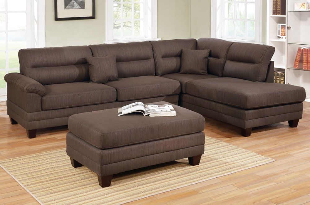 Flint Dark Brown Linen Sectional Set