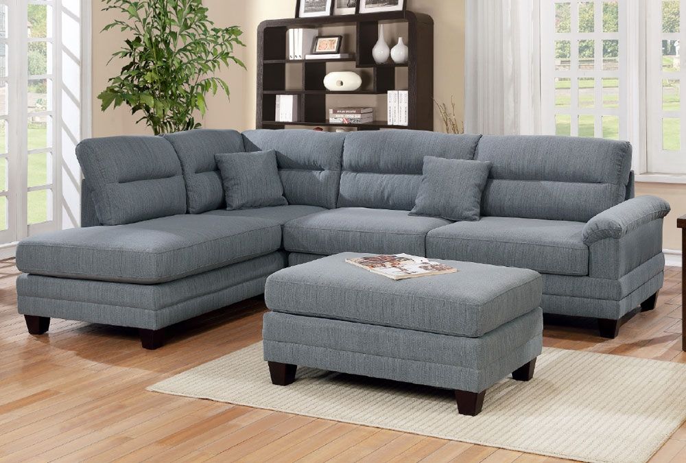Flint Grey Linen Sectional Sofa Set