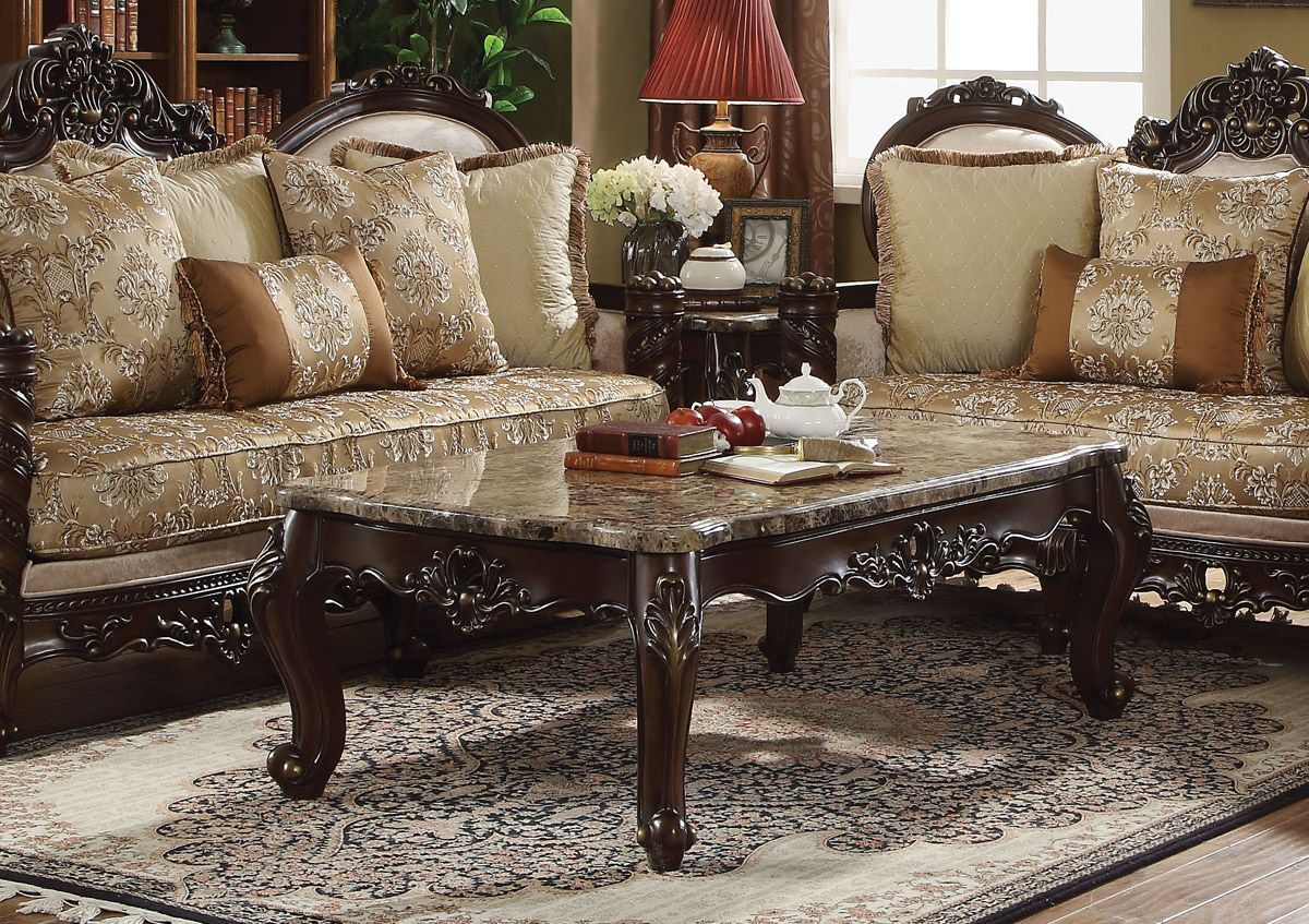 Hurley Victorian Style Marble Top Coffee Table