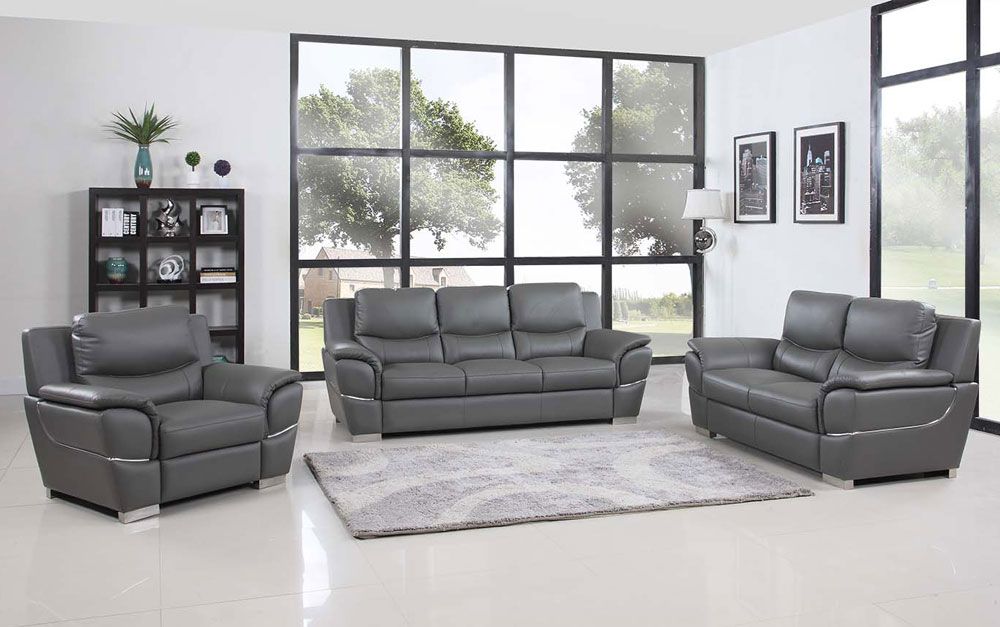 Huron White Leather Modern Sofa
