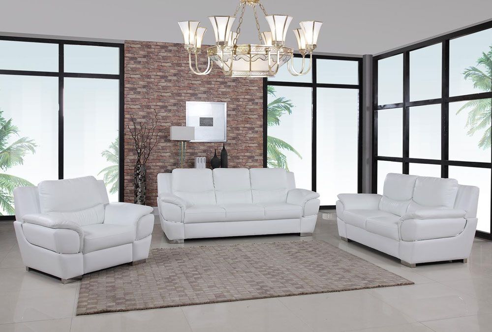Huron White Leather Modern Sofa,Huron White Leather Sofa and Love Seat