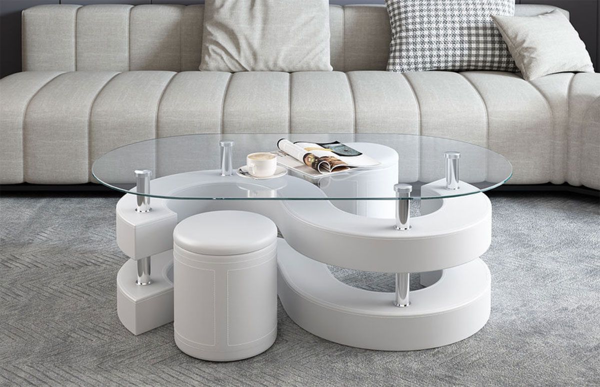 Infinity White Coffee Table Stools