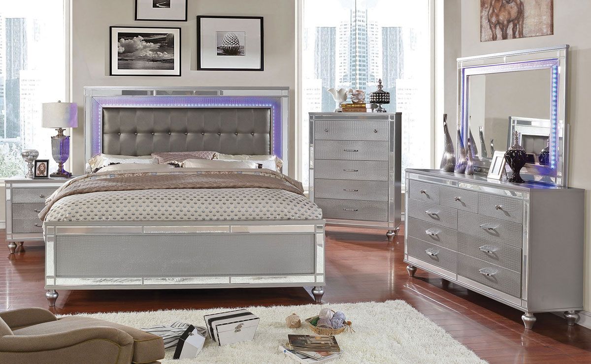 Ingram Modern Bedroom Silver Finish