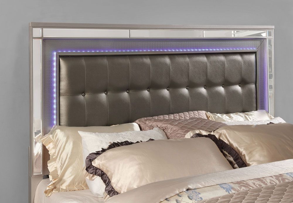 Ingram Silver Headboard With LED Light