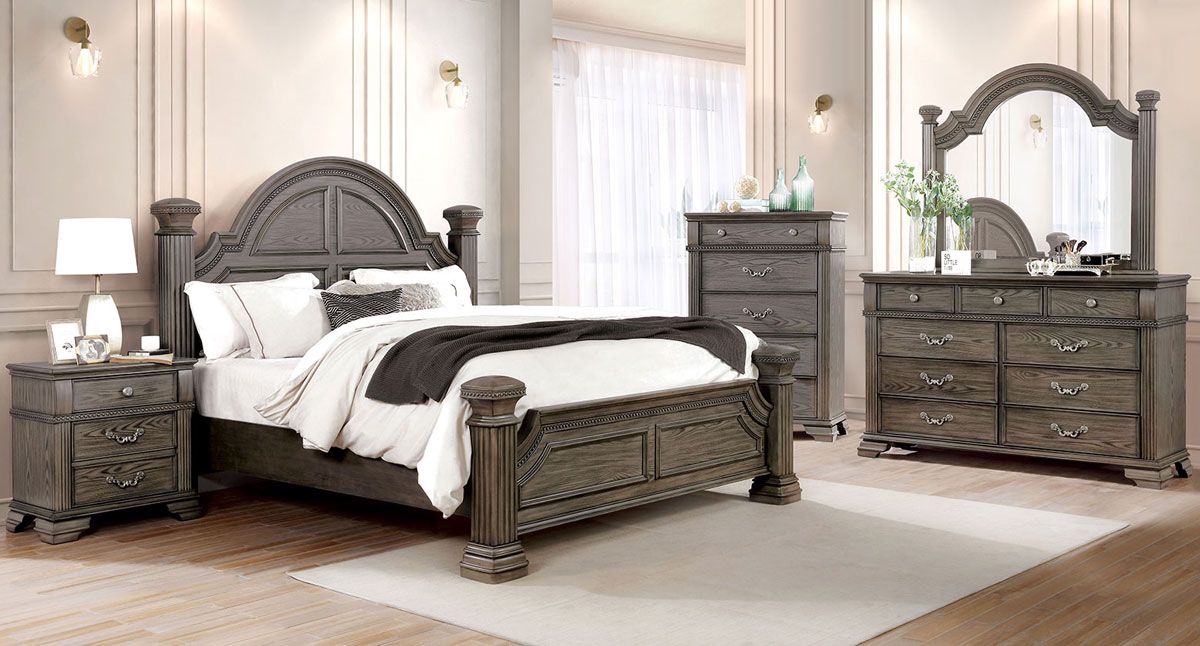 Irving Grey Finish Traditional Bedroom Set