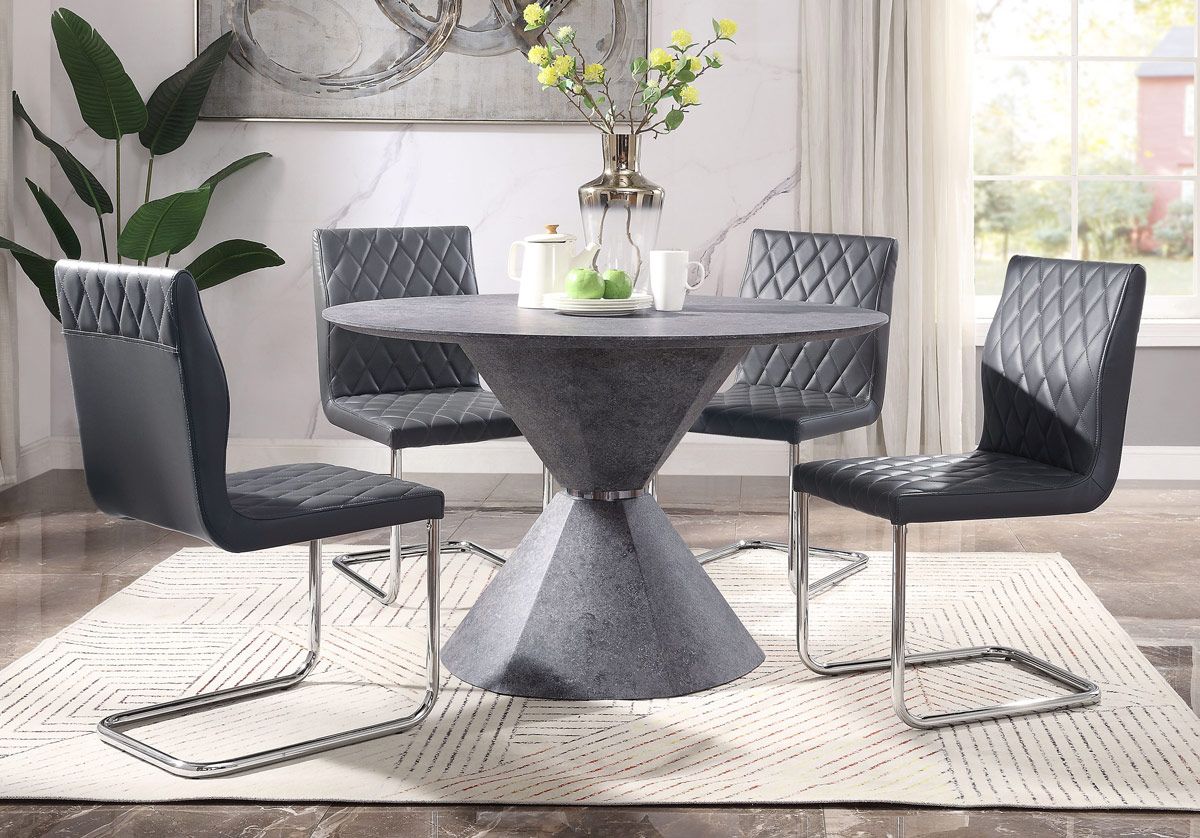 Isabella Faux Concrete Round Dining Table Set
