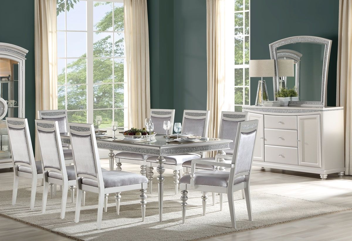 Italo Dining Room Table Set Platinum Finish