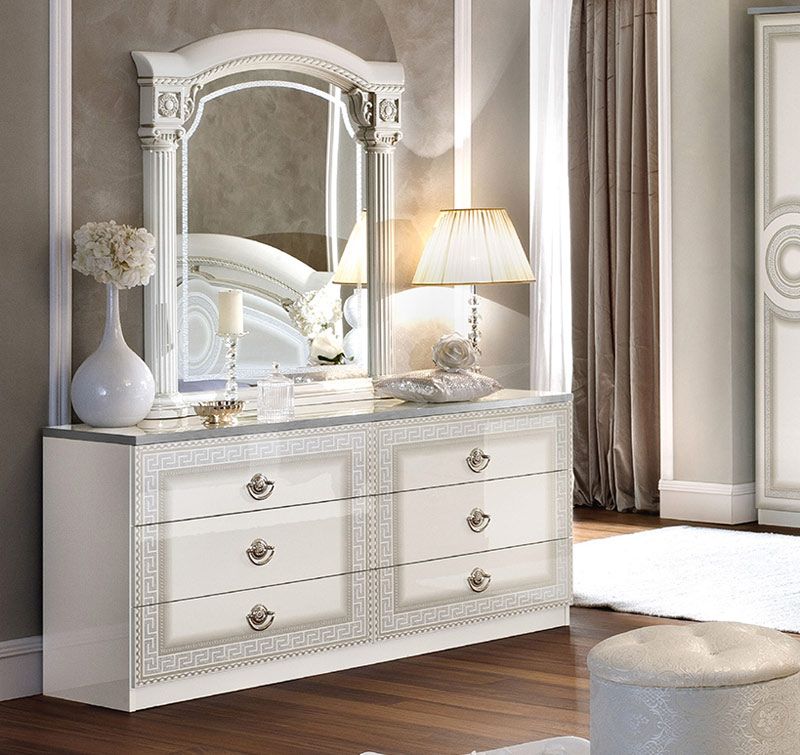 Aida White Italian Dresser With Mirror