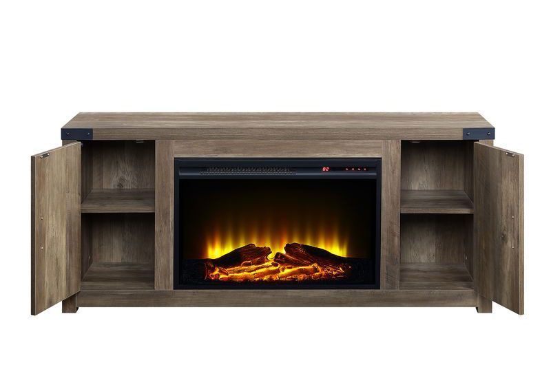 Ivana Industrial Style TV Stand With Fireplace