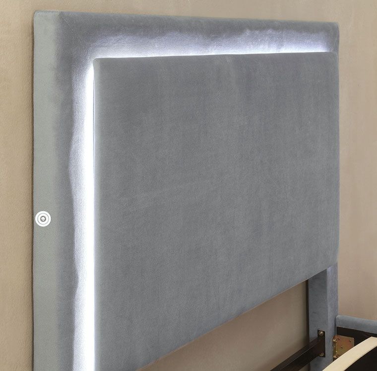 Izek Grey Fabric LED Light Trim Headboard