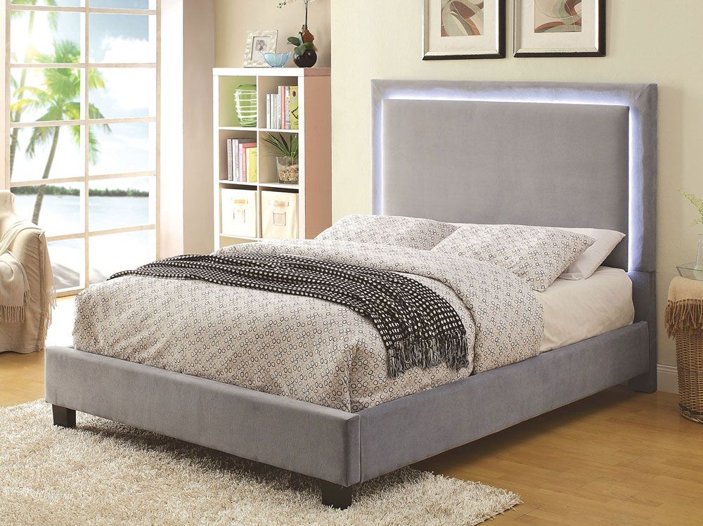 Izek Grey Bed With LED Light Trim