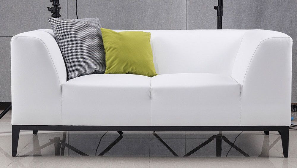 Izzy White Leather Modern Love Seat