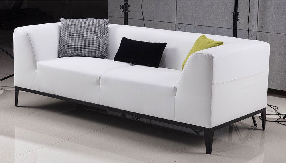 Izzy White Leather Modern Sofa
