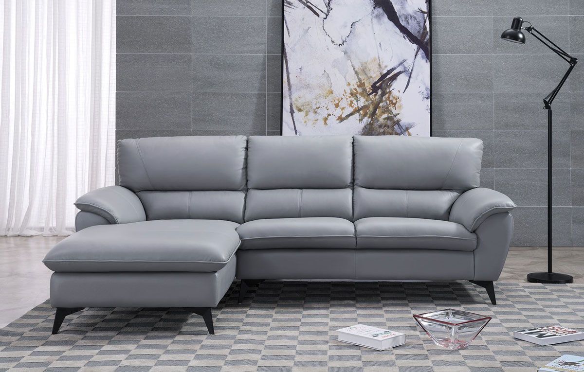 Jacky Modern Grey Leather Sectional