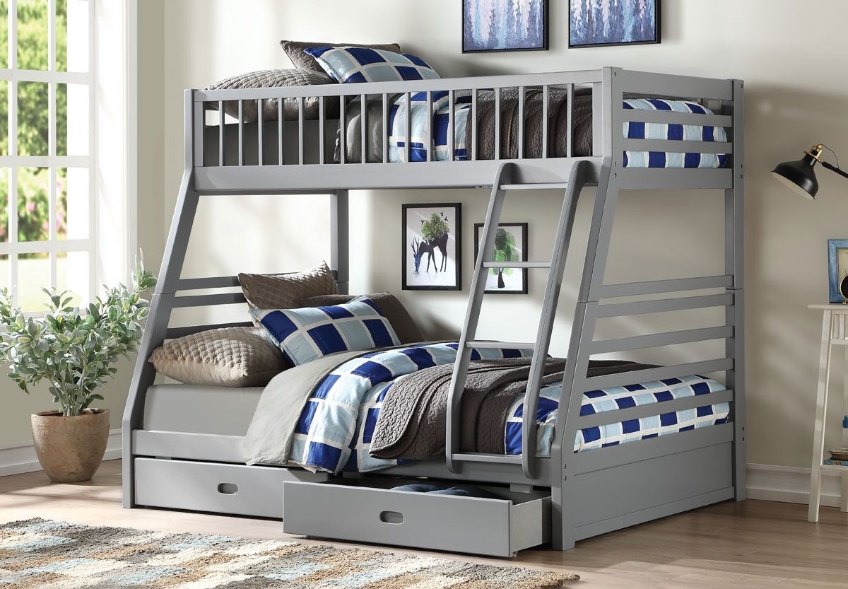 Patton Grey Finish Bunkbed With Drawers