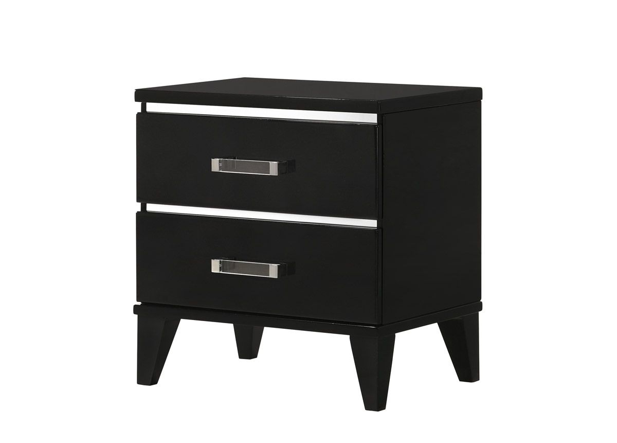 Jasper Black Lacquer Finish Night Stand