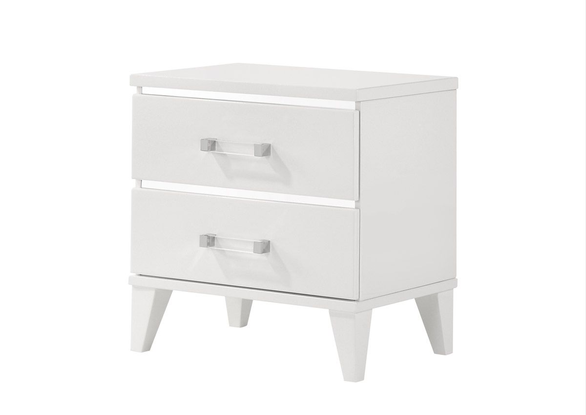 Jasper White Lacquer Finish Night Stand