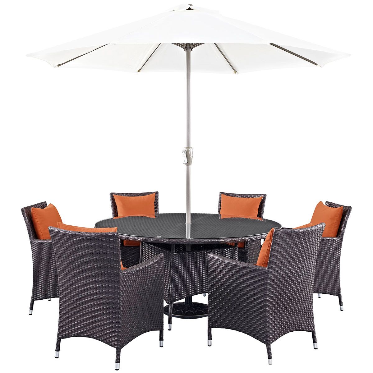 Jaxon 8-Piece Outdoor Dining Table Set In Orange