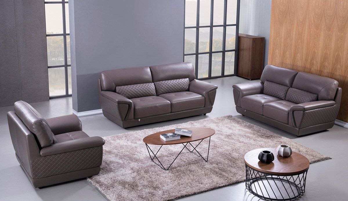 Jaylen Dark Tan Italian Leather Sofa Set