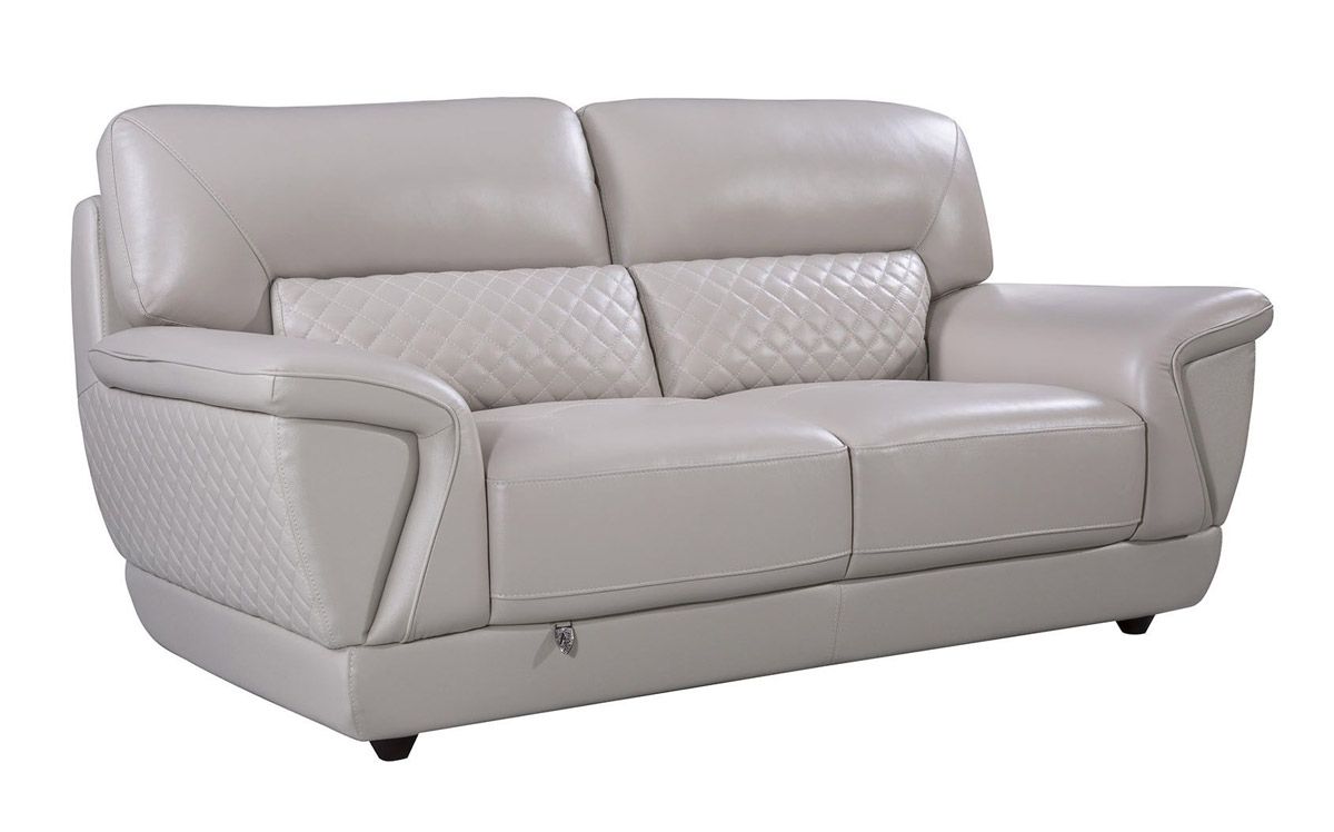 Jaylen Light Grey Italian Leather Loveseat