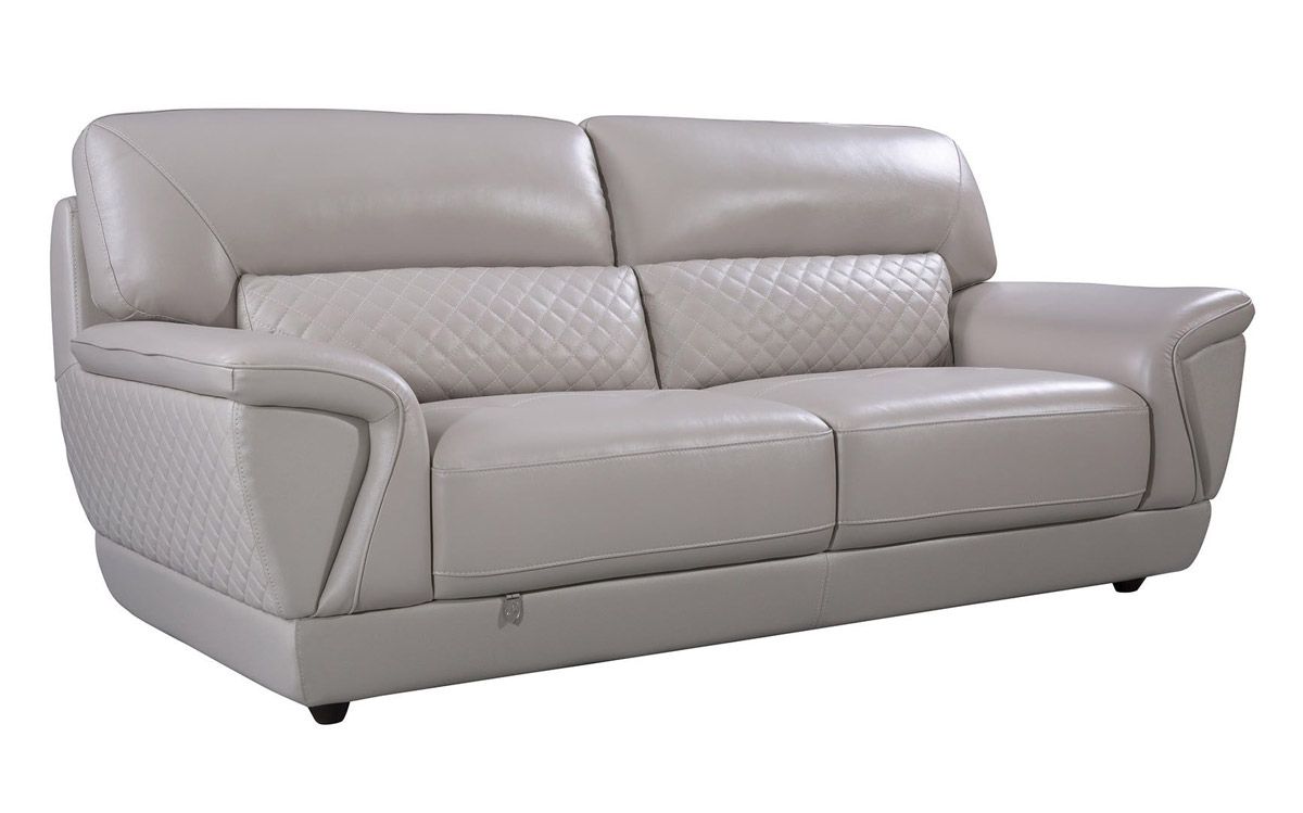 Jaylen Light Grey Italian Leather Sofa