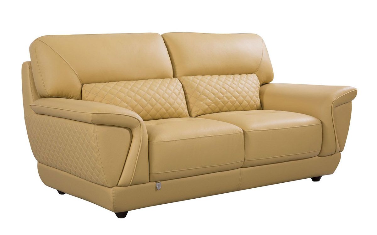 Jaylen Yellow Italian Leather Loveseat