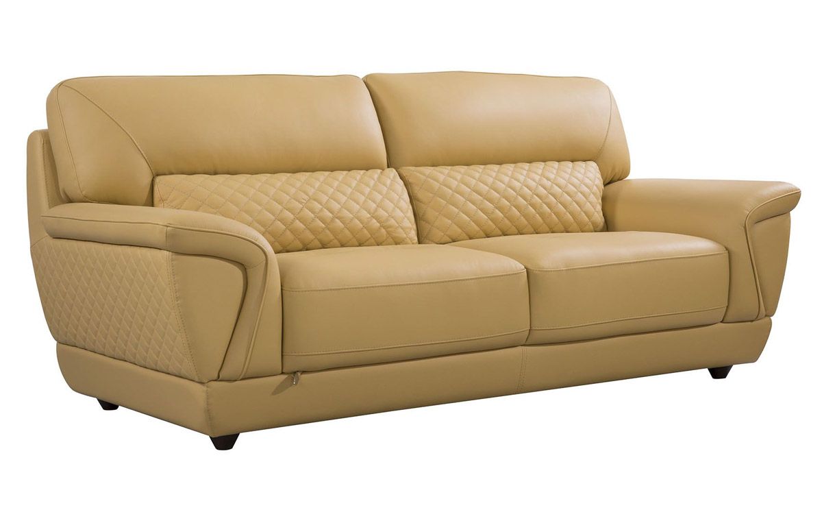 Jaylen Yellow Italian Leather Sofa