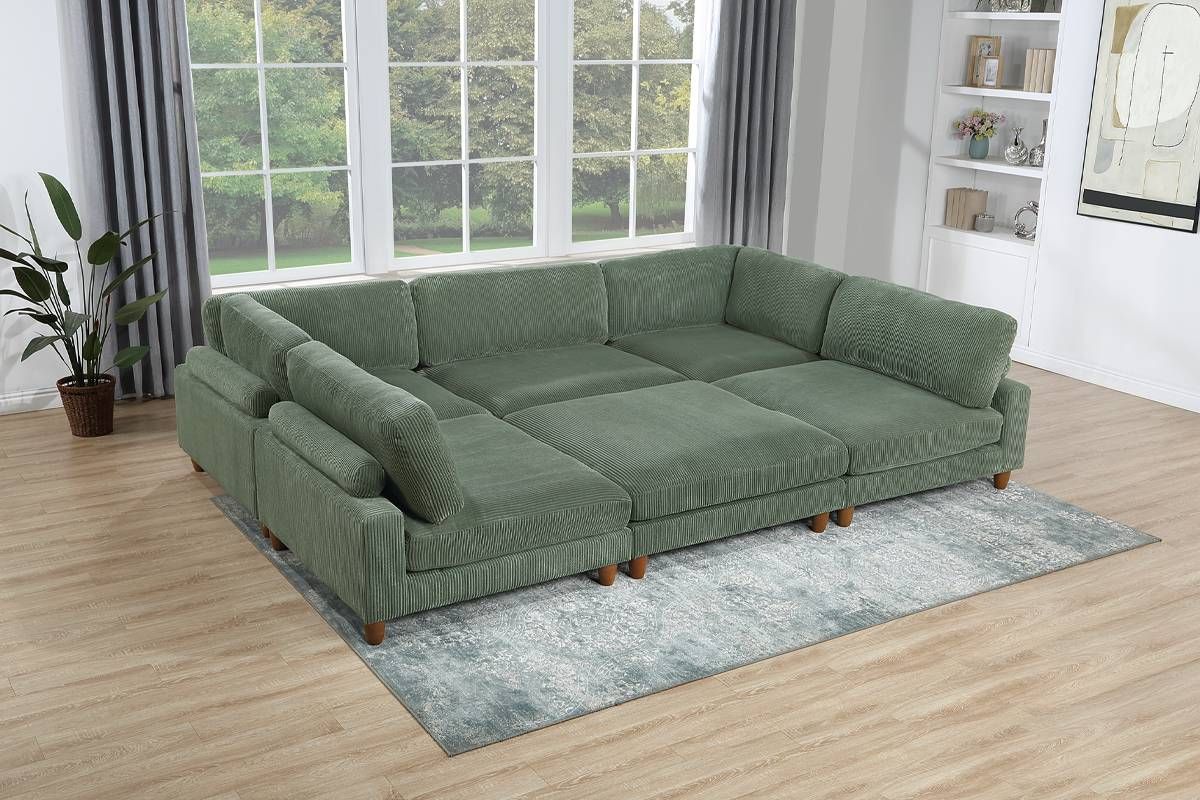 Jazz Green Corduroy Modular Sectional Set