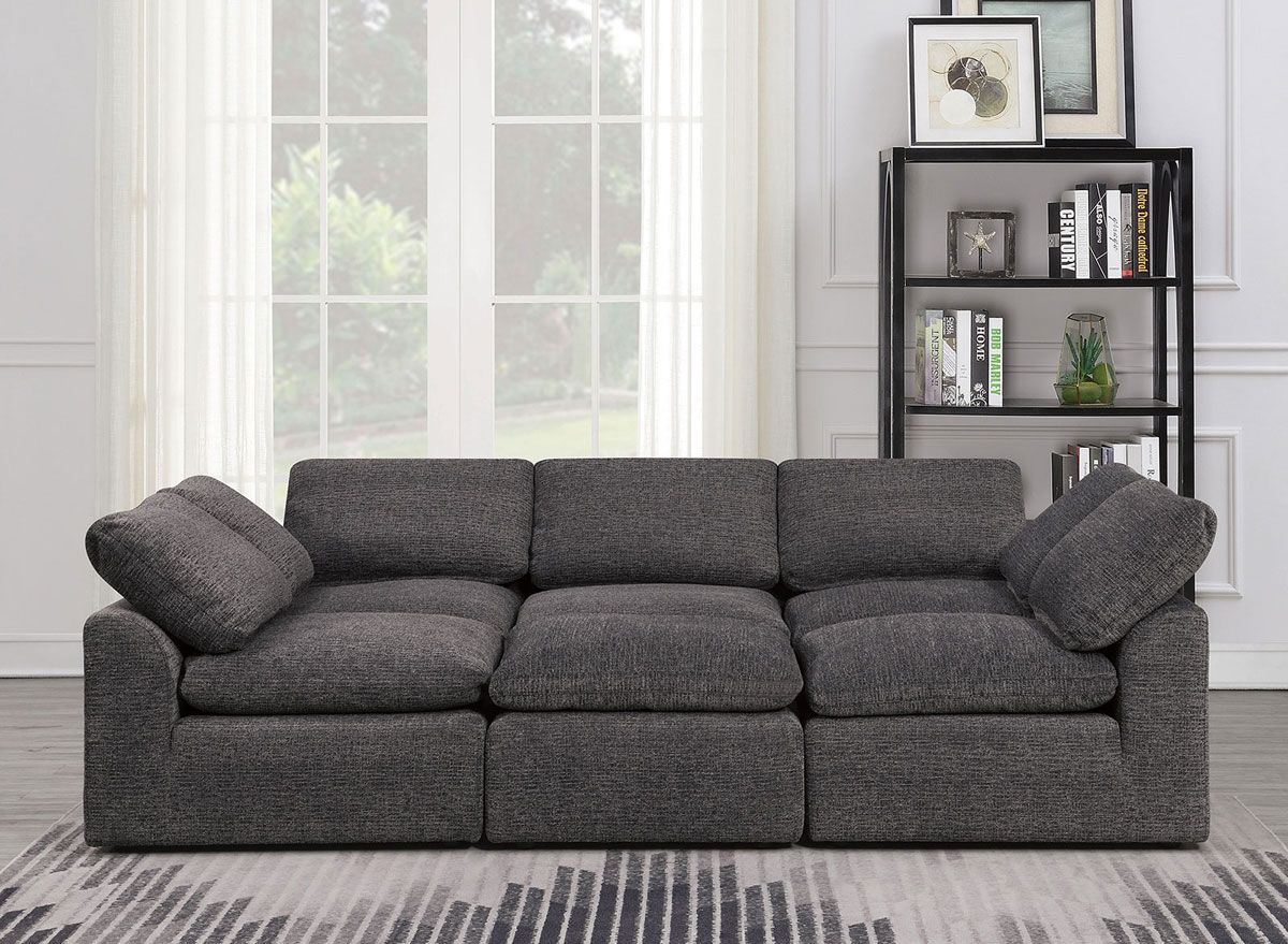 Jazz Modular Sectional Set Grey Chenille