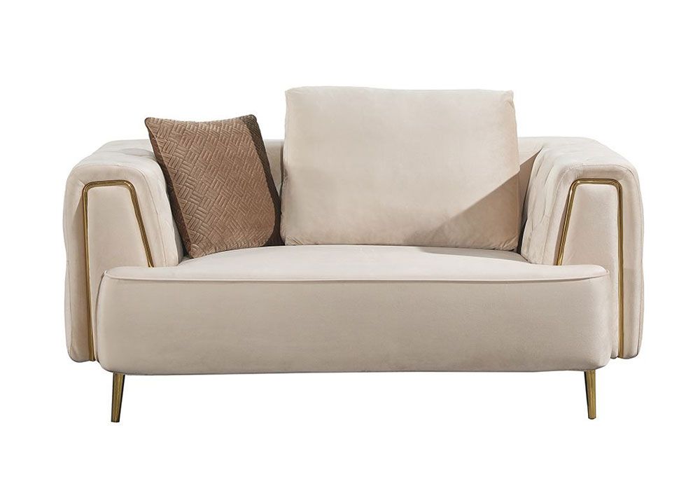 Jean Modern Loveseat Beige Velvet