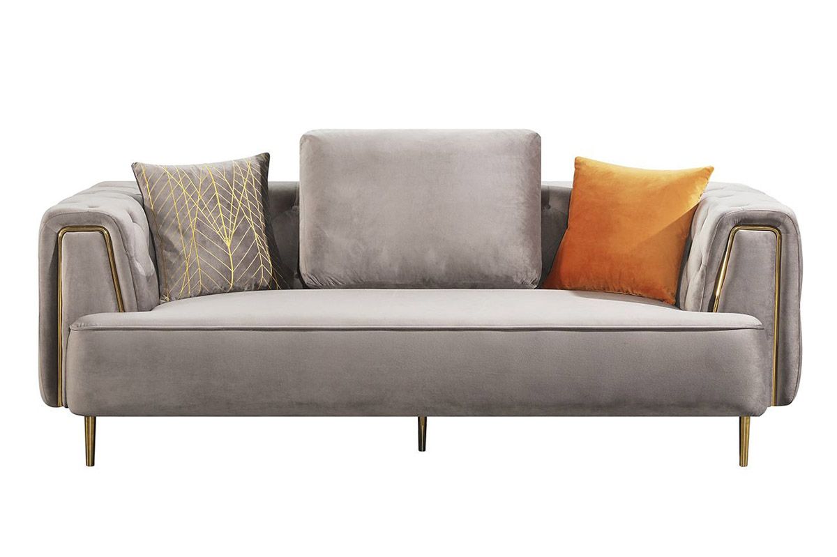 Jean Gray Velvet Modern Sofa