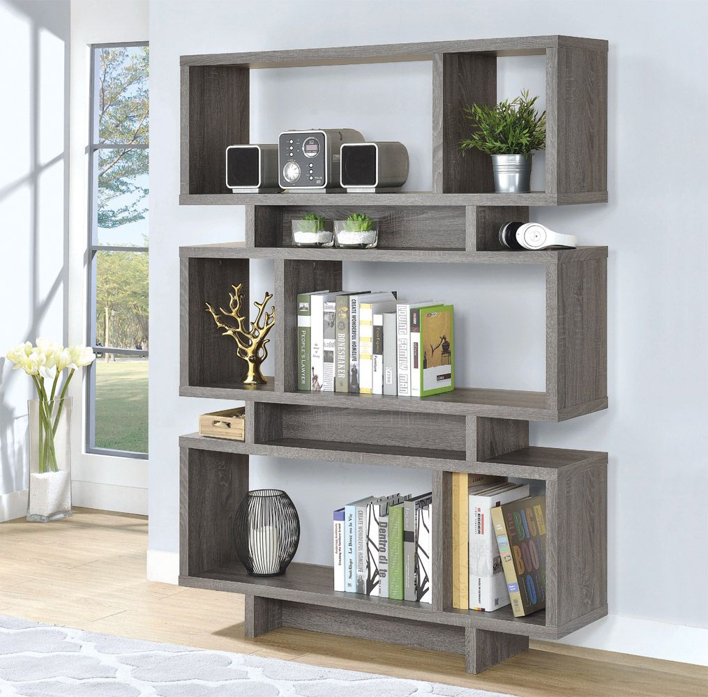 Jelissa Weathered Grey Open Bookcase